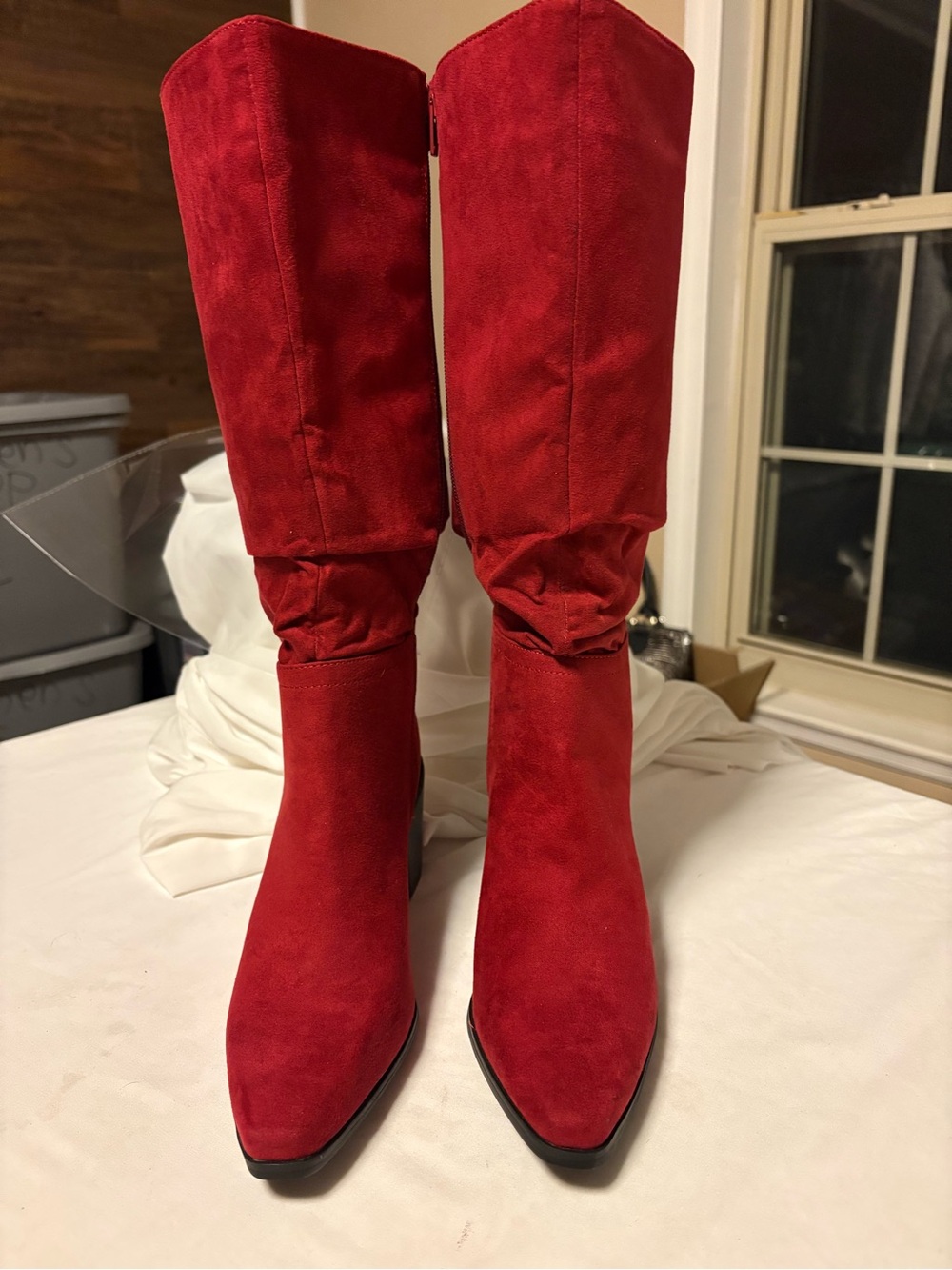 New York & Company Burgundy Suede Over-the-Knee Boots
